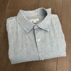 Sunspel - linen summer shirt in sky heathered blue - size Medium